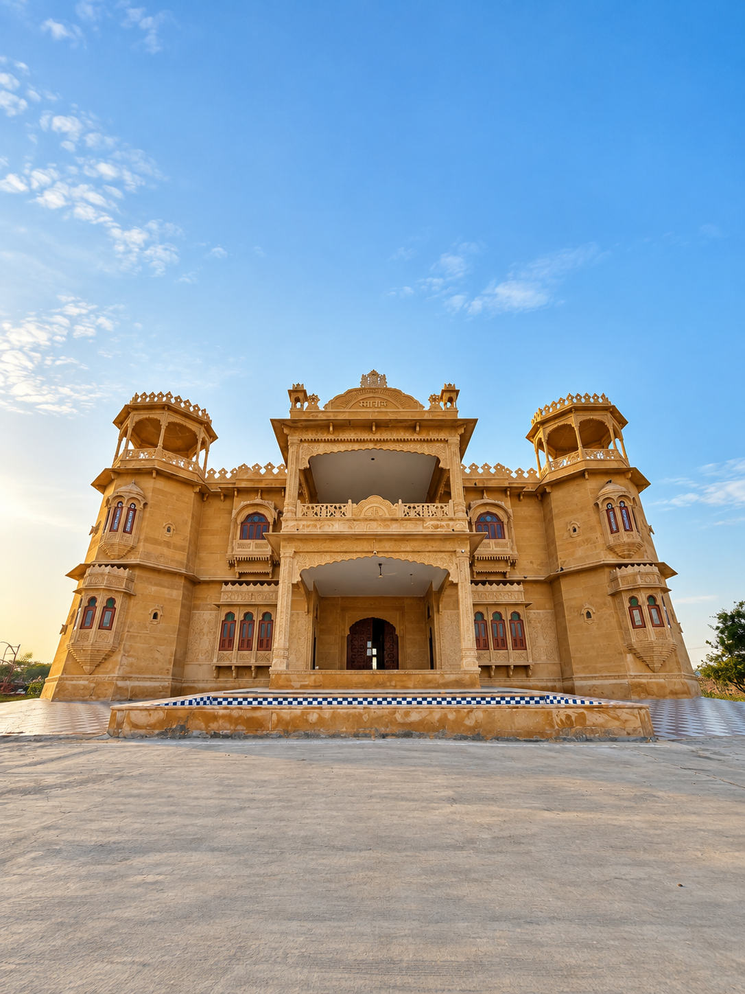 The sandstone façade of Maalani Raj Heritage